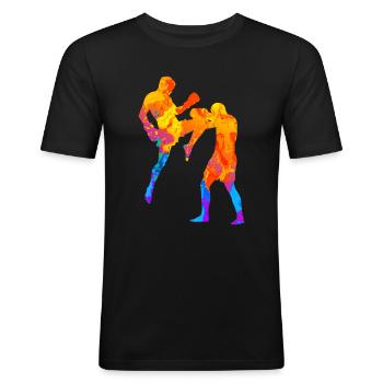 Kickboxing Boxe thaïlandaise MMA Krav Maga - T-shirt près du corps Homme - noir - Devant - Nik (191cm)