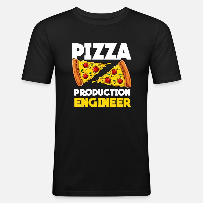 Pizza - Maglietta aderente da uomo - nero