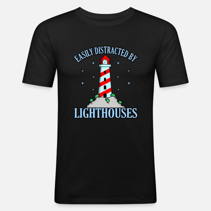 Leuchtturm - Männer Slim Fit T-Shirt - Schwarz