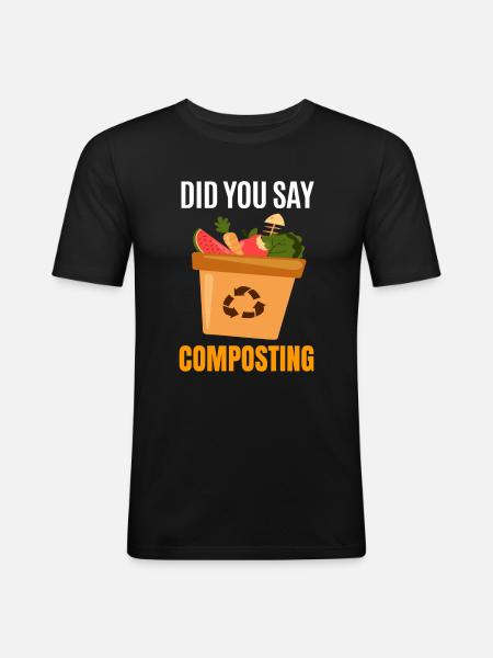 Compost Worms Gift - Men's Slim Fit T-Shirt - black