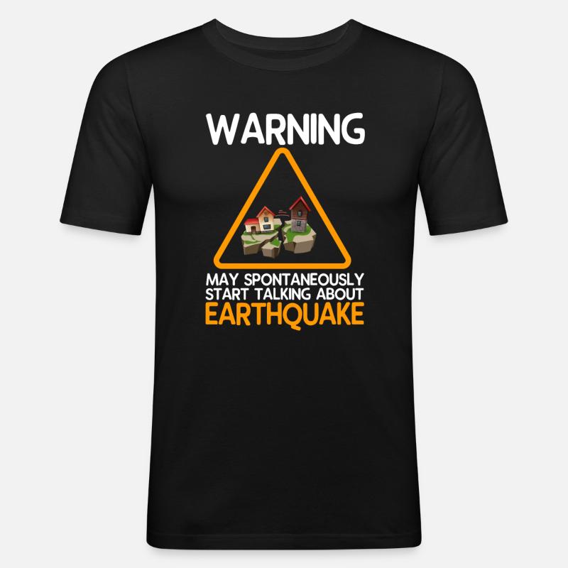 Erdbeben - Männer Slim Fit T-Shirt - Schwarz