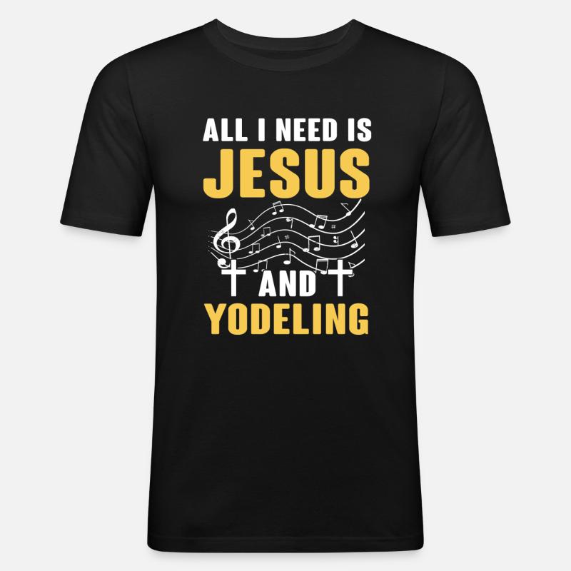 Jodeln - Männer Slim Fit T-Shirt - Schwarz