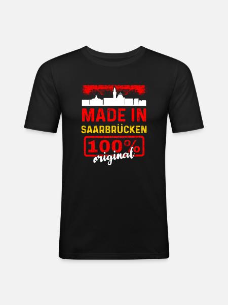 Saarbrücken - Männer Slim Fit T-Shirt - Schwarz