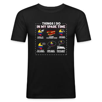 Kolumbien - Männer Slim Fit T-Shirt - Schwarz - Vorne - Nik (191cm)