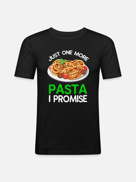 Nur noch eine Pasta, versprochen - Männer Slim Fit T-Shirt - Schwarz
