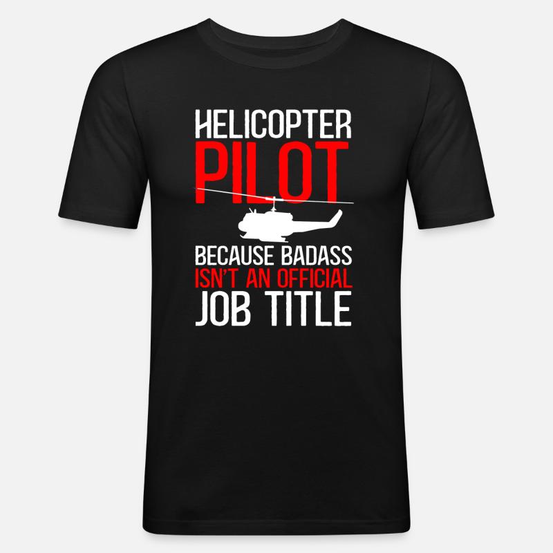 Hubschrauber Pilot Geschenk - Männer Slim Fit T-Shirt - Schwarz