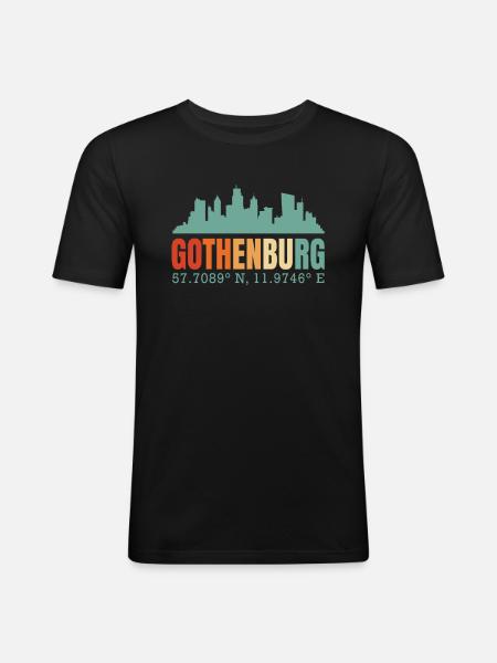 Gothenburg Sweden Skyline - Men's Slim Fit T-Shirt - black