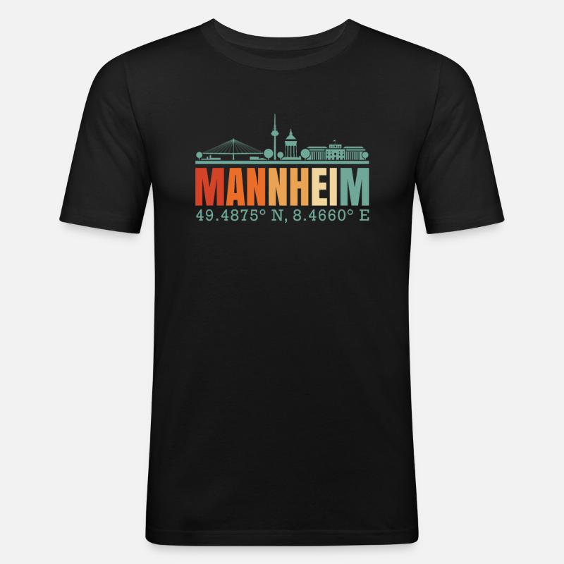 Mannheim Skyline - Männer Slim Fit T-Shirt - Schwarz