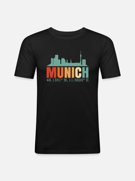 Munich Skyline - Men's Slim Fit T-Shirt - black