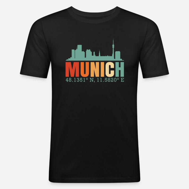 Munich Skyline - Männer Slim Fit T-Shirt - Schwarz