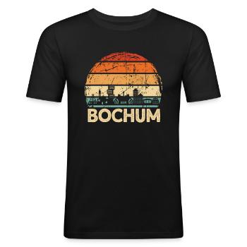 Bochum - Männer Slim Fit T-Shirt - Schwarz - Vorne - Nik (191cm)