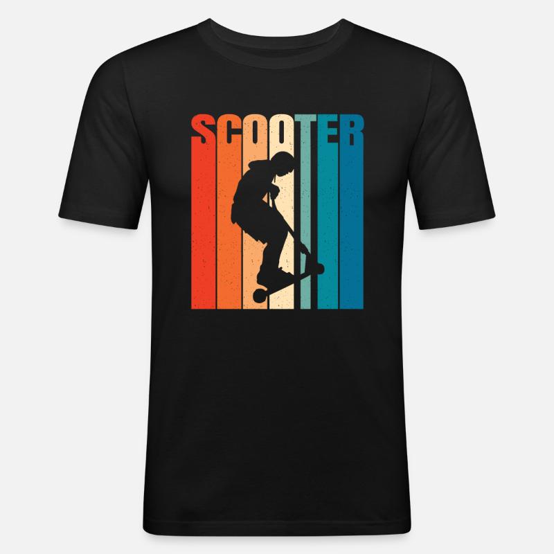 Scooter Roller Tretroller Geschenk - Männer Slim Fit T-Shirt - Schwarz