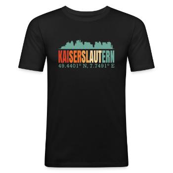 Kaiserslautern - Männer Slim Fit T-Shirt - Schwarz - Vorne - Nik (191cm)
