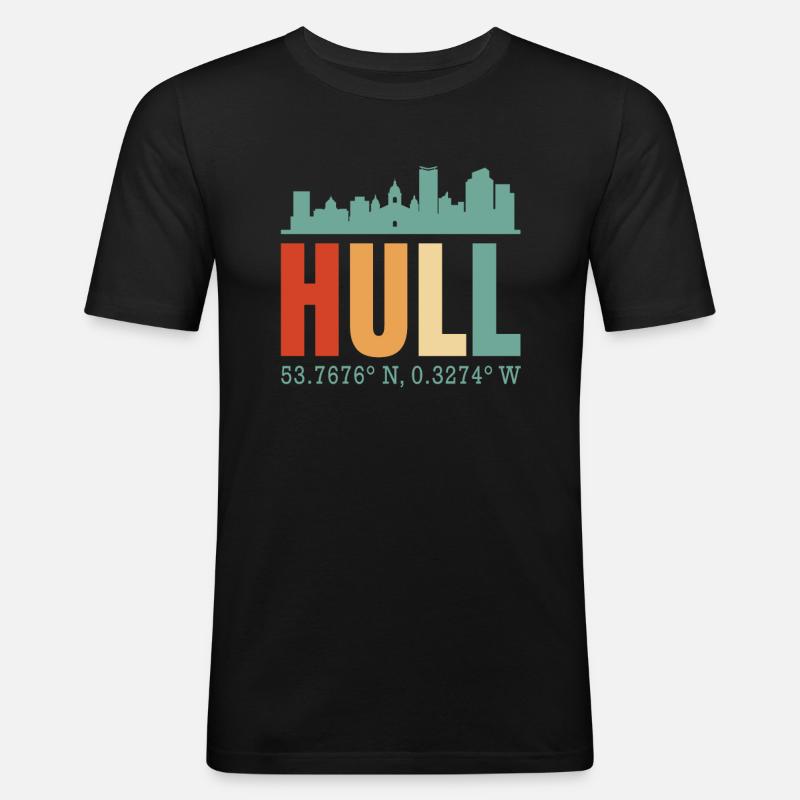 Hull - Männer Slim Fit T-Shirt - Schwarz