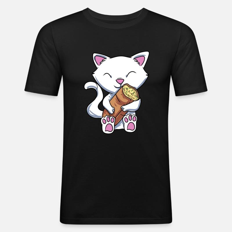 Knoblauch Knoblauchbrot Geschenk - Männer Slim Fit T-Shirt - Schwarz