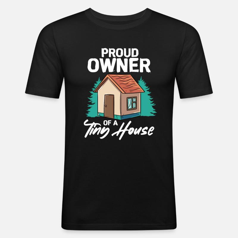 Tiny House - Männer Slim Fit T-Shirt - Schwarz