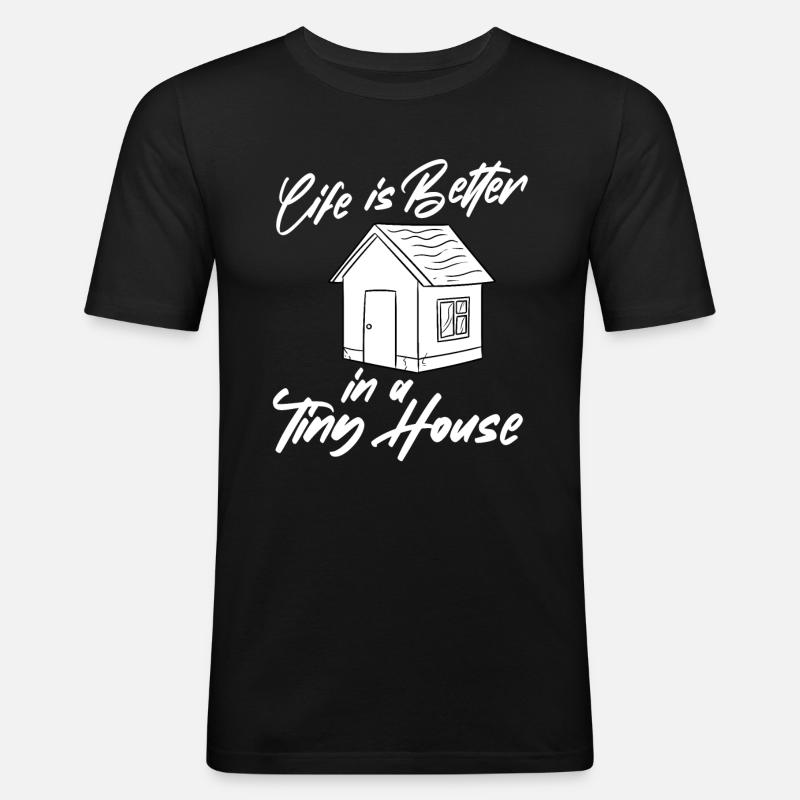 Tiny House - Männer Slim Fit T-Shirt - Schwarz