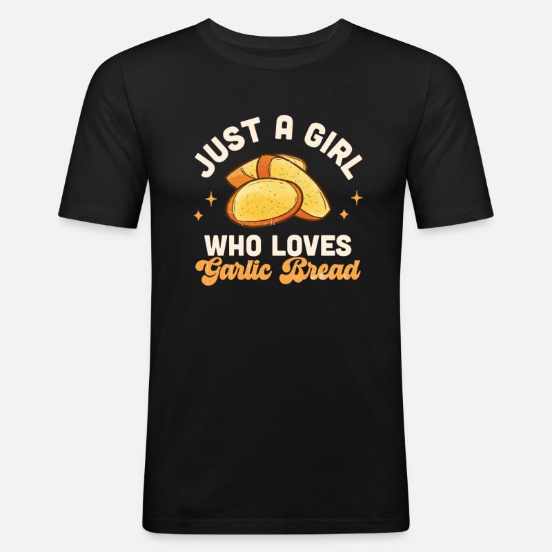 Knoblauch Knoblauchbrot Essen Geschenk - Männer Slim Fit T-Shirt - Schwarz