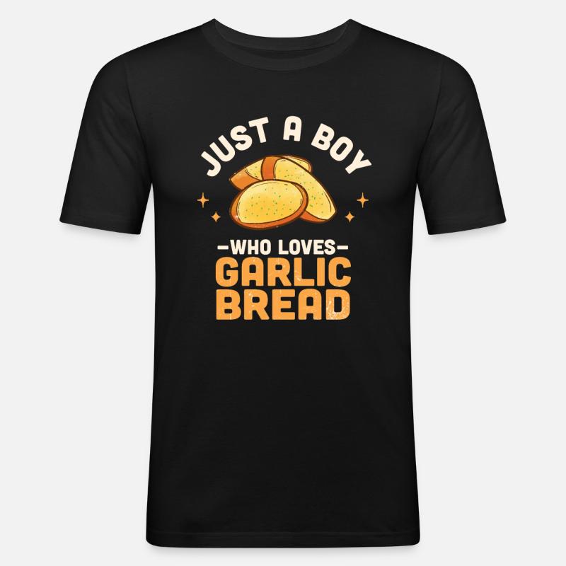 Knoblauch Knoblauchbrot Essen Geschenk - Männer Slim Fit T-Shirt - Schwarz