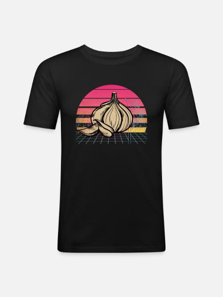 Garlic Garlic Bread Food Gift - Men's Slim Fit T-Shirt - black