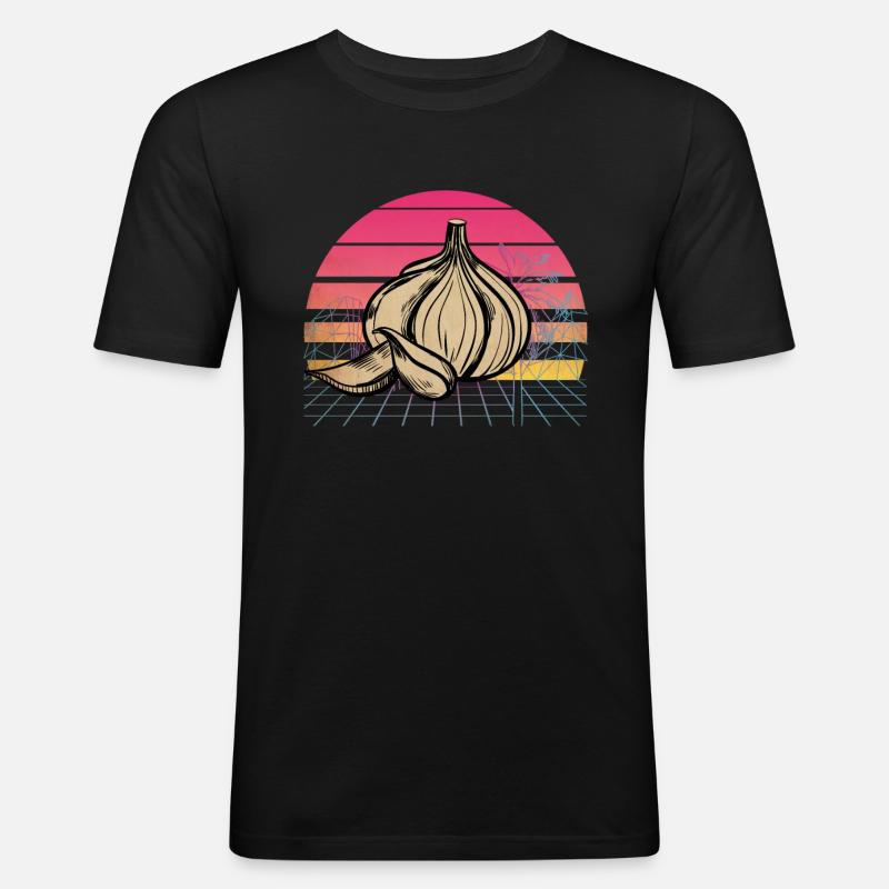 Knoblauch Knoblauchbrot Essen Geschenk - Männer Slim Fit T-Shirt - Schwarz