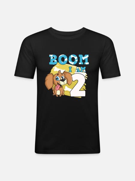 2nd birthday dog - Men's Slim Fit T-Shirt - black