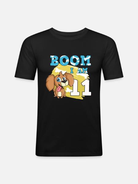 11th birthday dog - Men's Slim Fit T-Shirt - black