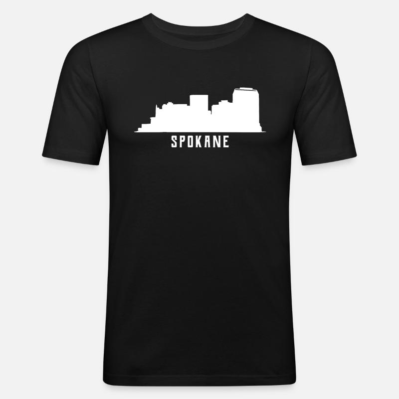 Spokane Skyline - Männer Slim Fit T-Shirt - Schwarz