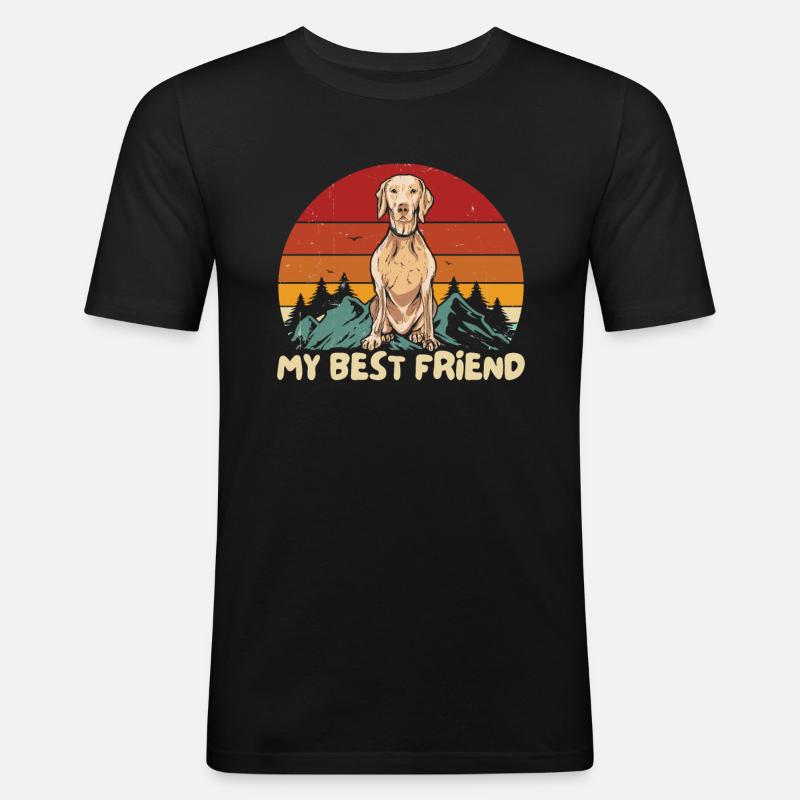 Weimaraner - Männer Slim Fit T-Shirt - Schwarz
