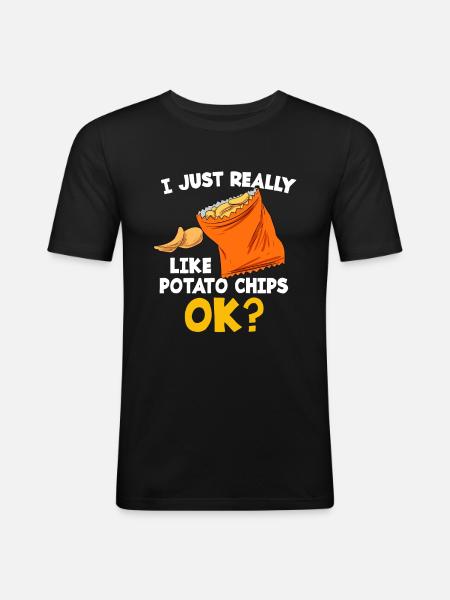 Chips Eating Snacks Candy Gift - Men's Slim Fit T-Shirt - black