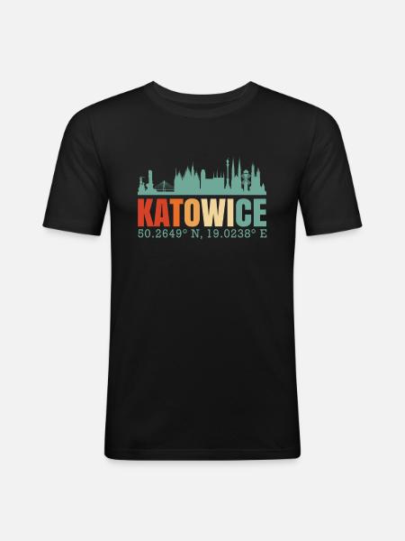 Poland Katowice Skyline - Men's Slim Fit T-Shirt - black
