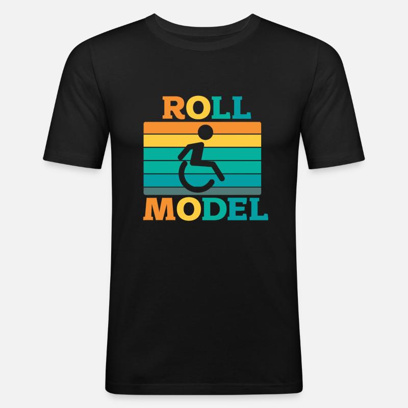 Rollstuhl - Männer Slim Fit T-Shirt - Schwarz