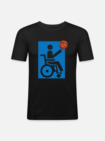 Fauteuil roulant - T-shirt près du corps Homme - noir
