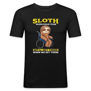 fauteuil roulant - T-shirt près du corps Homme - noir - Devant - Nik (191cm)