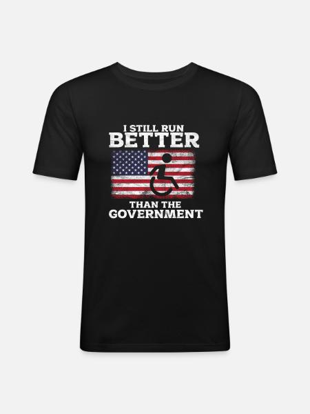 Rollstuhl - Männer Slim Fit T-Shirt - Schwarz