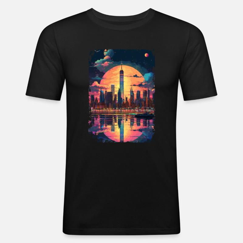 New York - Männer Slim Fit T-Shirt - Schwarz