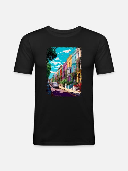 Londres - T-shirt près du corps Homme - noir