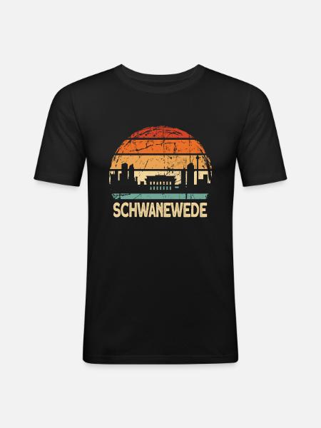 Schwanewede - Männer Slim Fit T-Shirt - Schwarz