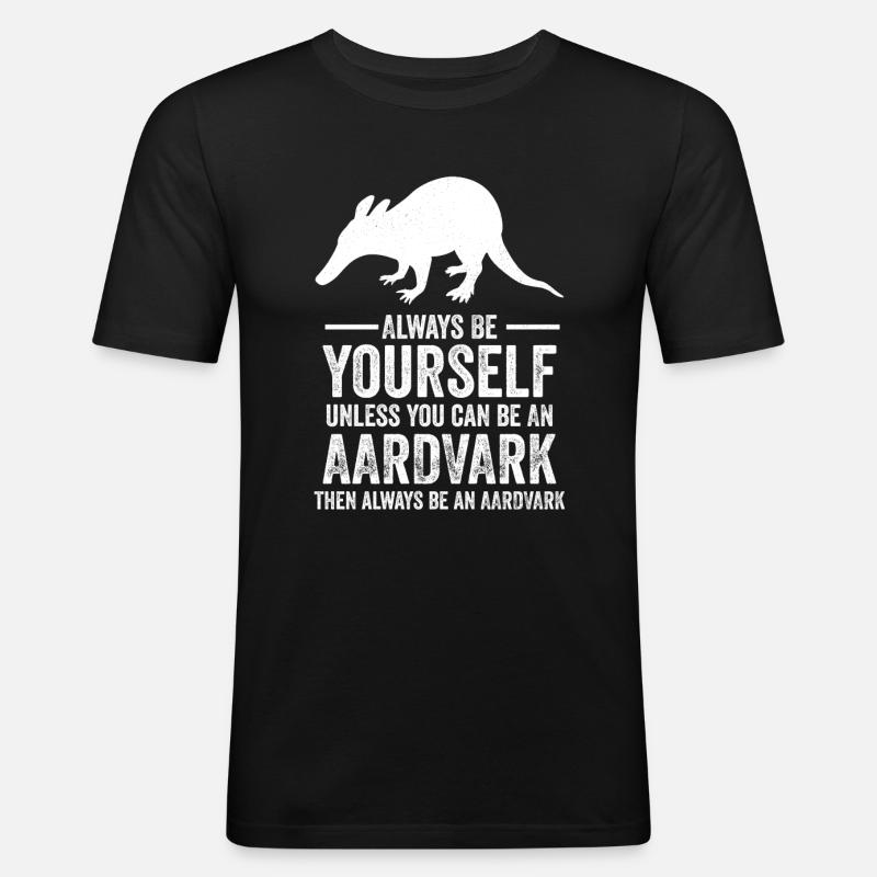 Erdferkel - Männer Slim Fit T-Shirt - Schwarz