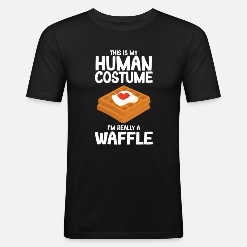 Waffel - Männer Slim Fit T-Shirt - Schwarz