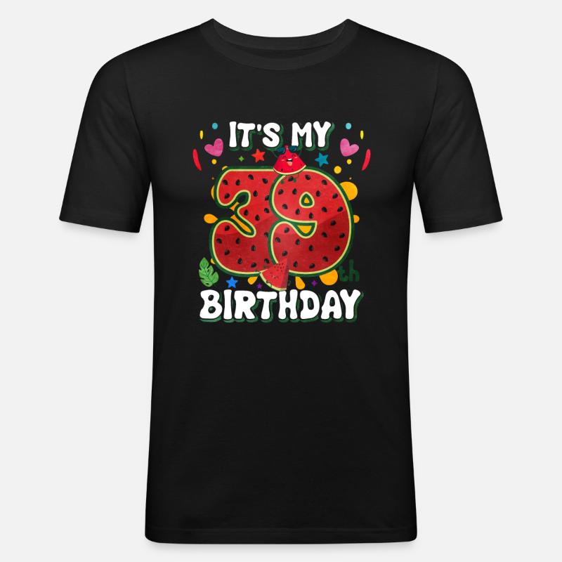 39e anniversaire Pastèque - T-shirt près du corps Homme - noir