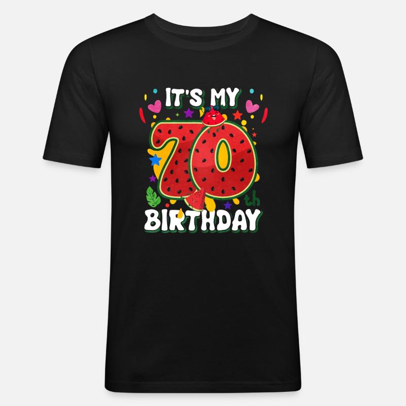 70e anniversaire de la pastèque - T-shirt près du corps Homme - noir