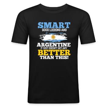 Argentine - T-shirt près du corps Homme - noir - Devant - Nik (191cm)