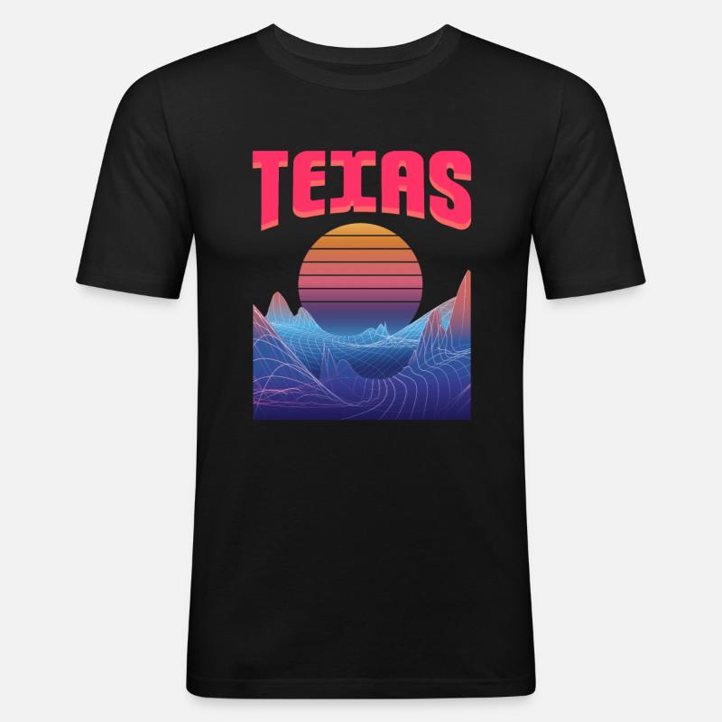 Texas - Männer Slim Fit T-Shirt - Schwarz