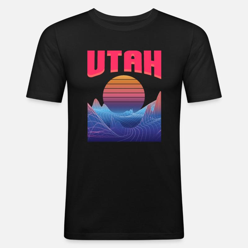 Utah - Männer Slim Fit T-Shirt - Schwarz
