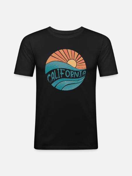 california - Männer Slim Fit T-Shirt - Schwarz