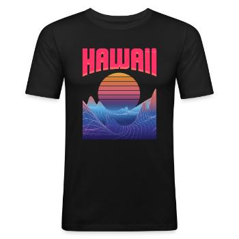 Hawaï - T-shirt près du corps Homme - noir - Devant - Nik (191cm)
