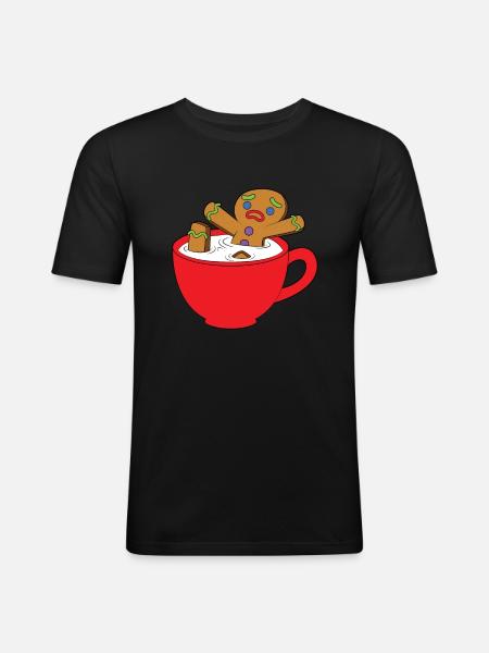 Gingerbread Man Cup - Men's Slim Fit T-Shirt - black