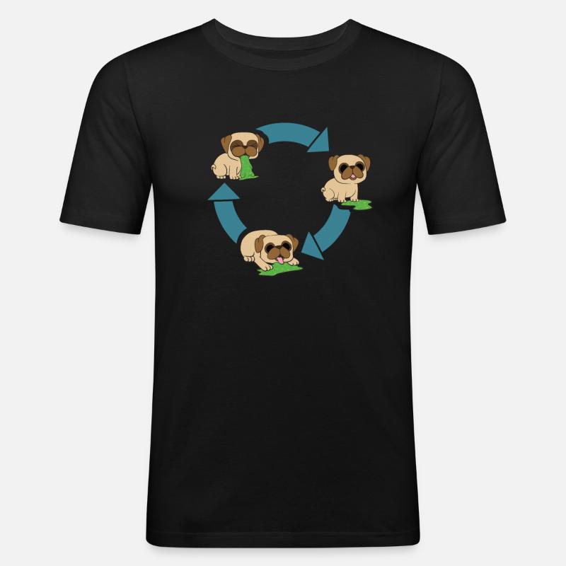 Mops Umweltschutz - Männer Slim Fit T-Shirt - Schwarz