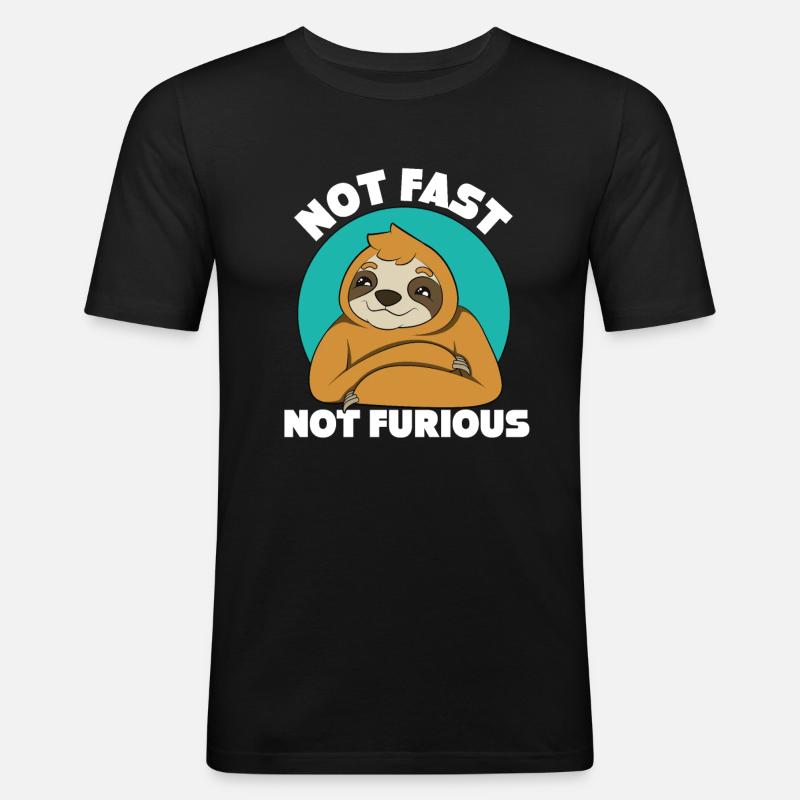 Faultier - Männer Slim Fit T-Shirt - Schwarz